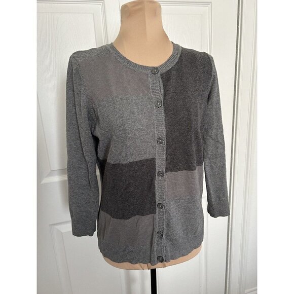 Van Heusen Studio Gray Monotone Color Block Button Front Cardigan Size XS - Picture 1 of 6